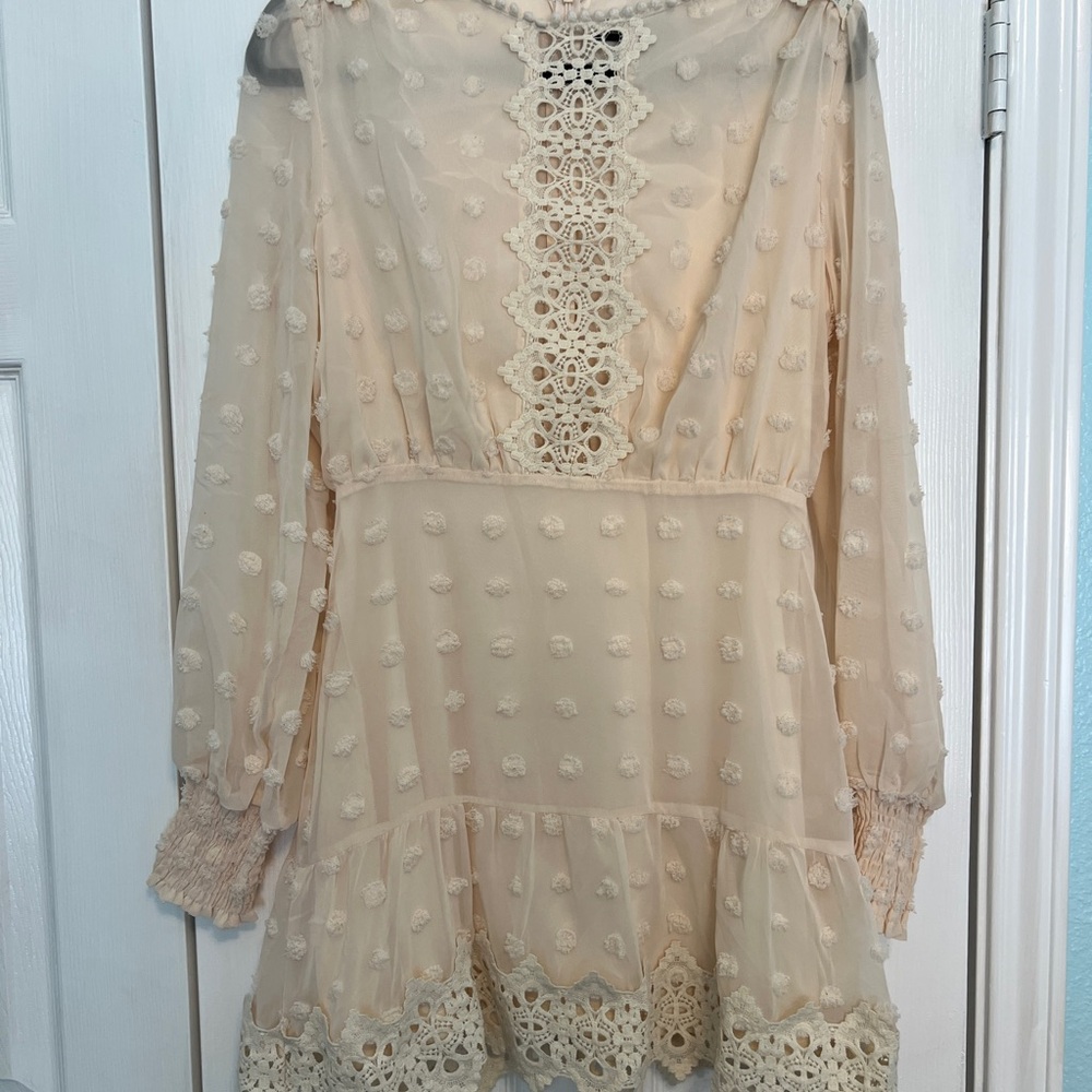 Lulu's Ivory Lace Accent Dress
